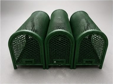 Three backflow cages front view
